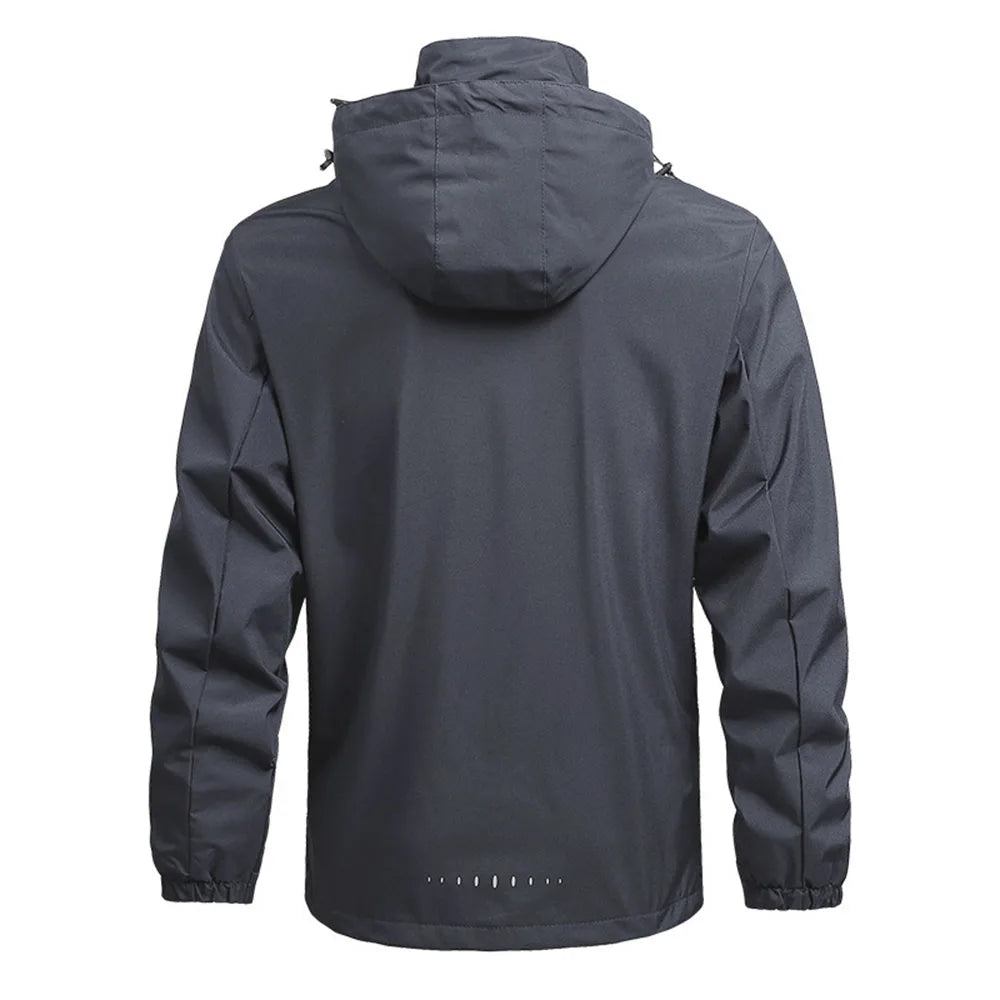 Jaqueta de chuva impermeável masculina leve exterior com capuz capa de chuva ao