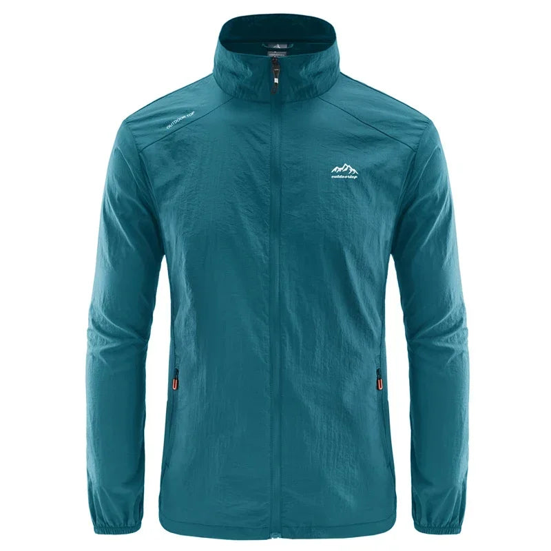 Jaqueta masculina de verão, com secagem rápida, ideal para caminhadas. À prova d'água e com proteção solar UV, é perfeita para esportes ao ar livre, como pesca, acampamento e corrida.