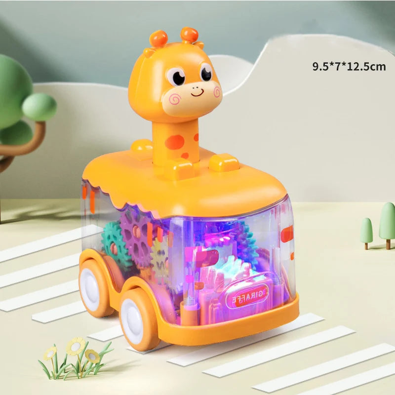 Carro de animais do bebê brinquedos da criança imprensa e ir carros puxar para trás carro iluminar brinquedos carros de corda para crianças 1 2 anos de idade menino presentes de aniversário