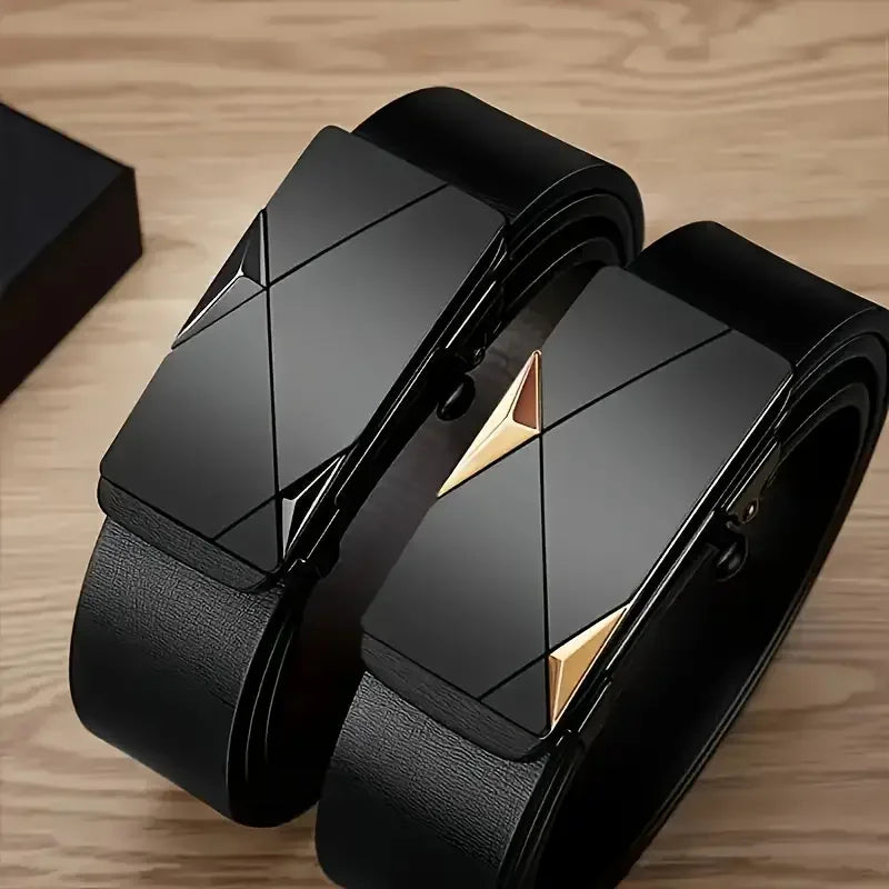 Cinto de Couro PU Masculino Elegante Cintos da Moda para o Dia a Dia, Lazer, Festas, Festivais e Trabalho Com Fivela Automática de Negócios