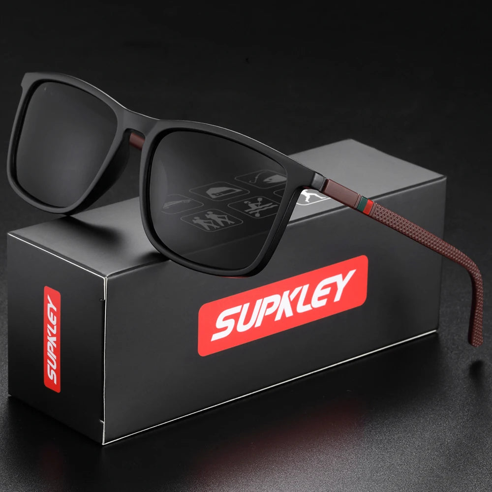 SUPKLEY Óculos de Sol Esportivos para Homens  Óculos de sol polarizados, confortáveis e leves, com design quadrado. Um acessório masculino perfeito para o dia a dia.