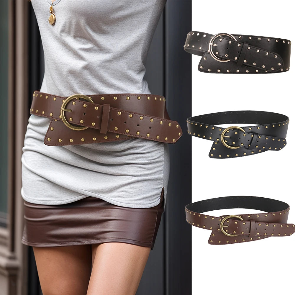 Fivela para Cinto com Rebites para Senhoras Fivela de Bronze com Parafuso Prisioneiro Ideal para Decorar a Cintura Perfeita para Vestidos e Casacos no Estilo Cowgirl