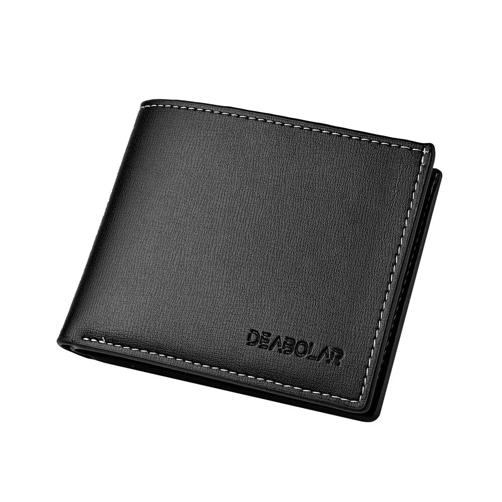 Carteira Curta em Couro PU para Homens Estilo Fino e Dobrável Perfeita para Jovens! Titular de Cartão de Crédito Inclusa!