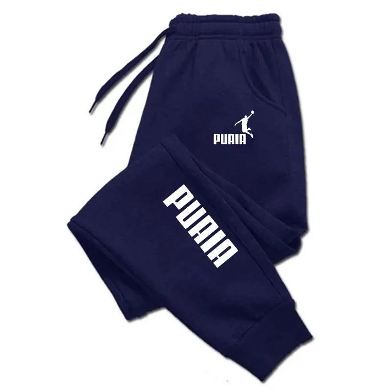 PUAIA - Calças Esportivas Masculinas de Jogging, Roupas Fitness Soltas, Monocromáticas, Estilo Streetwear, Ideais para Outono e Inverno.