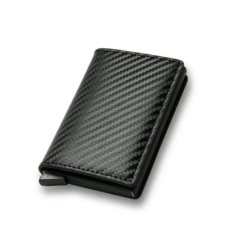 Moda: carteira de fibra de carbono anti-roubo, caixa de cartões de metal para cartões de crédito, masculina, bolsa do plutônio.