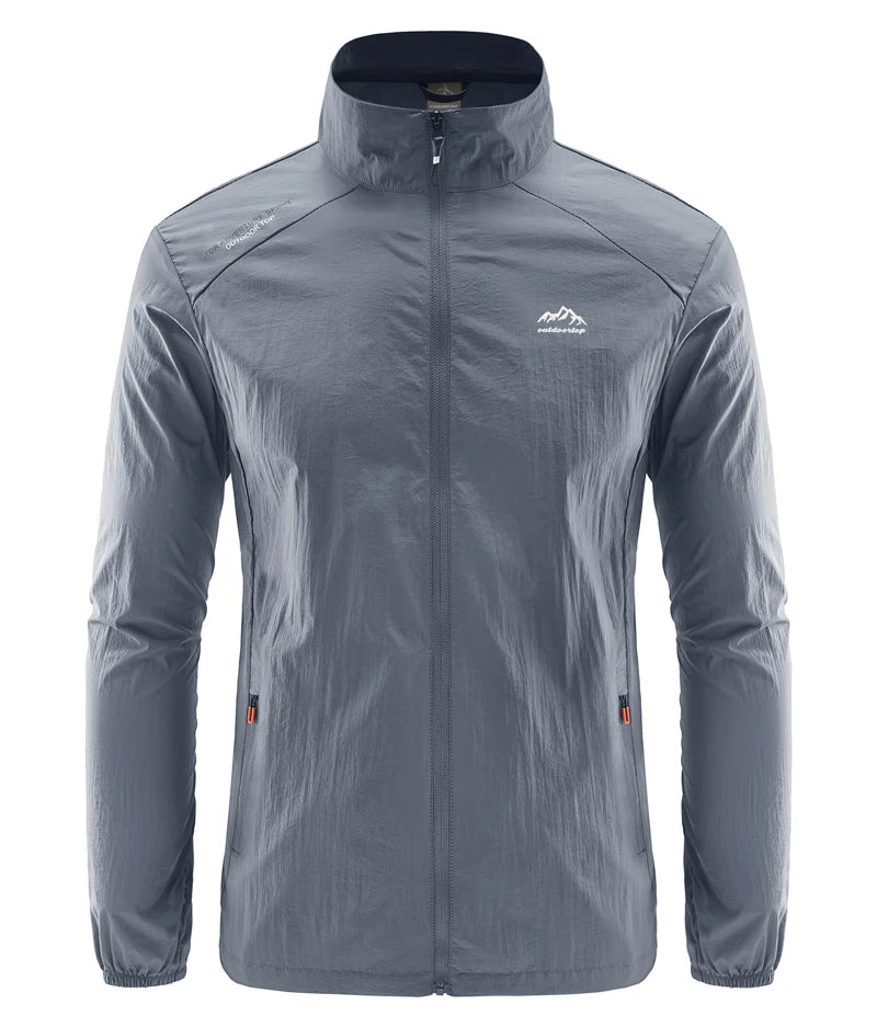 Jaqueta masculina de verão, com secagem rápida, ideal para caminhadas. À prova d'água e com proteção solar UV, é perfeita para esportes ao ar livre, como pesca, acampamento e corrida.