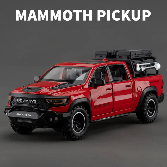 Dodge Ram 1000 TRX Mamute 1:32 - Pickup com Som, Luz e Movimento Para Trás - Brinquedo Colecionável para Crianças, Presente Ideal de Aniversário!