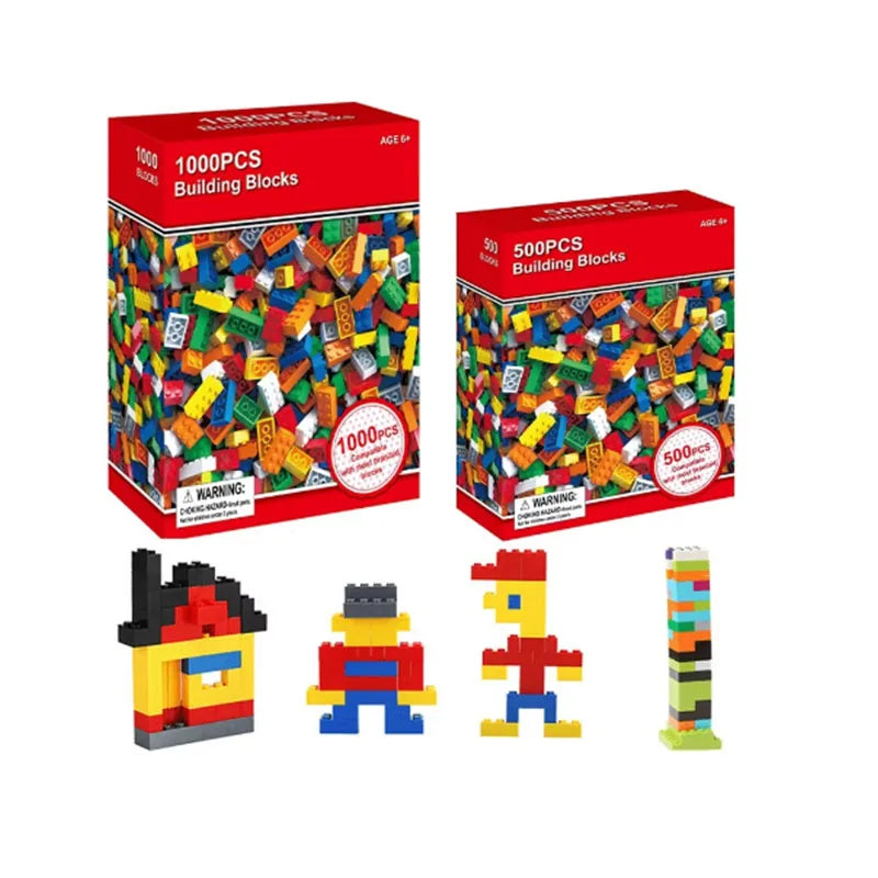 Blocos de Construção Criativos DIY – Conjunto em Massa com 300/500/1000/1500 Peças | Blocos Clássicos de Montar | Presente de Aniversário | Brinquedo Educativo para Crianças