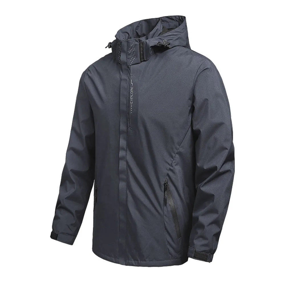 Jaqueta de chuva impermeável masculina leve exterior com capuz capa de chuva ao