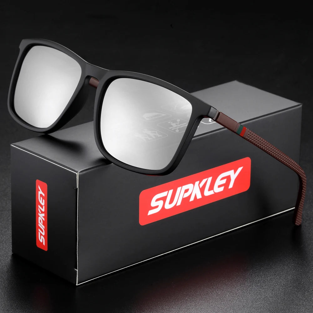 SUPKLEY Óculos de Sol Esportivos para Homens  Óculos de sol polarizados, confortáveis e leves, com design quadrado. Um acessório masculino perfeito para o dia a dia.