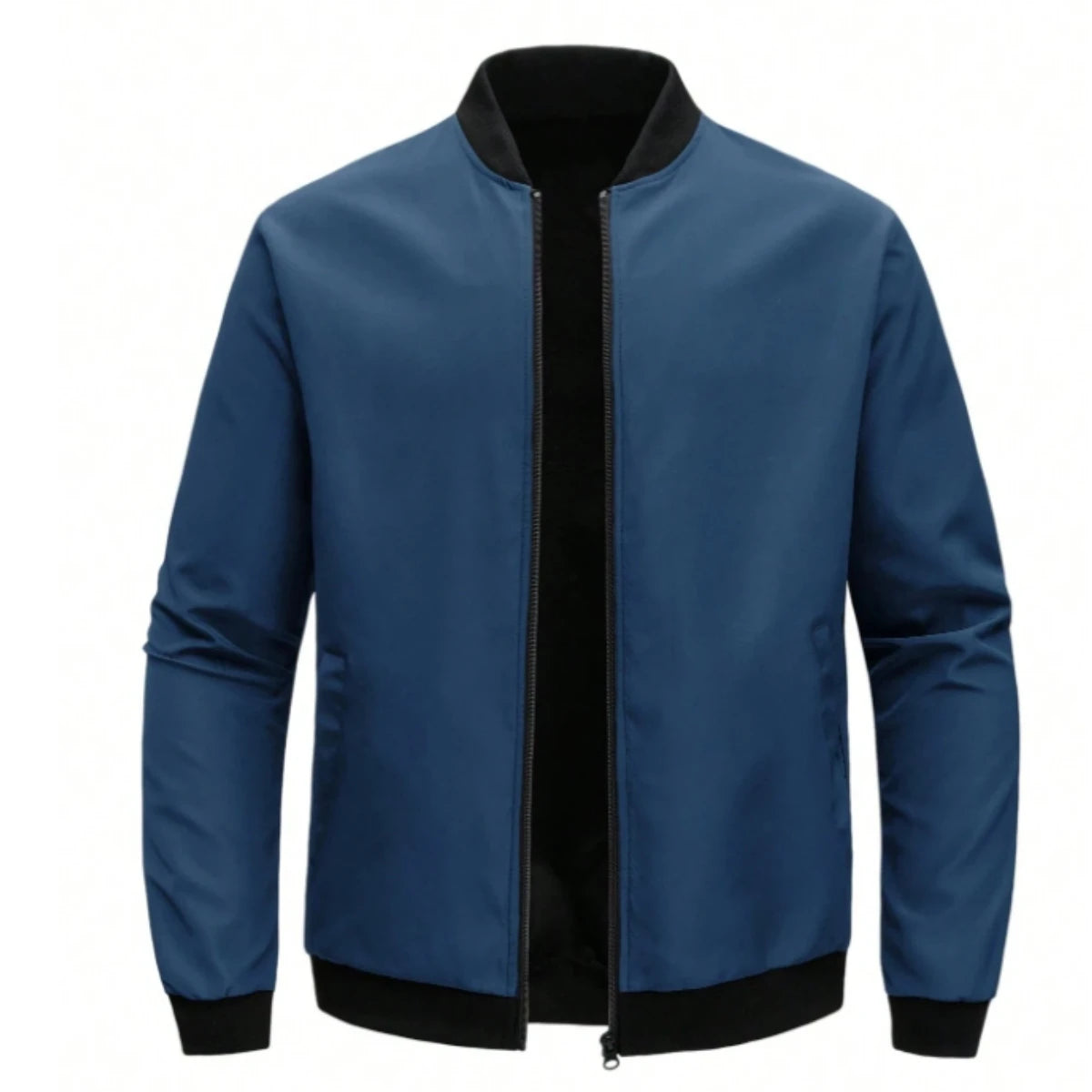 Jaqueta Masculina de Gola de Beisebol - Nova para Primavera e Outono de 2024, Curta, Solta, em Cor Sólida, Estilo Casual e de Negócios, Casaco Fino em Tendência.