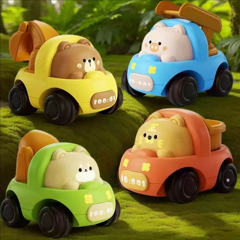 Carro de animais do bebê brinquedos da criança imprensa e ir carros puxar para trás carro iluminar brinquedos carros de corda para crianças 1 2 anos de idade menino presentes de aniversário