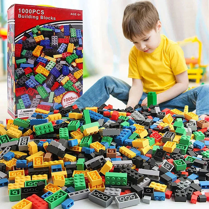 Blocos de Construção Criativos DIY – Conjunto em Massa com 300/500/1000/1500 Peças | Blocos Clássicos de Montar | Presente de Aniversário | Brinquedo Educativo para Crianças