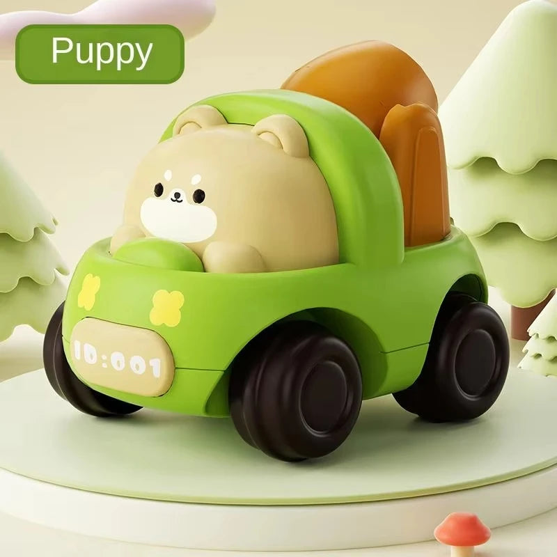 Carro de animais do bebê brinquedos da criança imprensa e ir carros puxar para trás carro iluminar brinquedos carros de corda para crianças 1 2 anos de idade menino presentes de aniversário