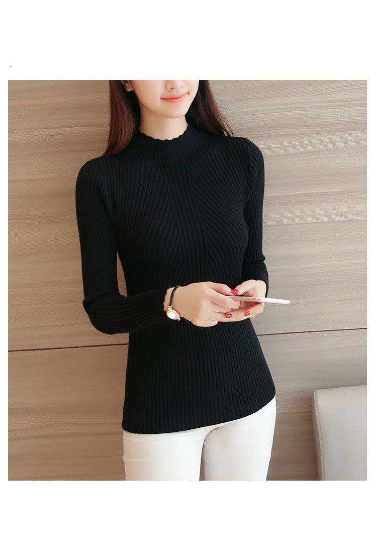 Aproveite a temporada de outono com estilo! A blusa feminina Eveisi apresenta um sofisticado mock neck e delicados babados, perfeita para compor looks casuais e elegantes.