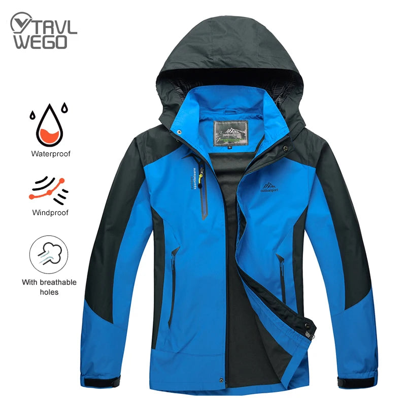 Jaqueta Trvlwego para Acampamento e Caminhadas Masculinas - Outono, Esportes ao Ar Livre, Escalada, Trekking. Blusão de Viagem à Prova d'Água - Preto