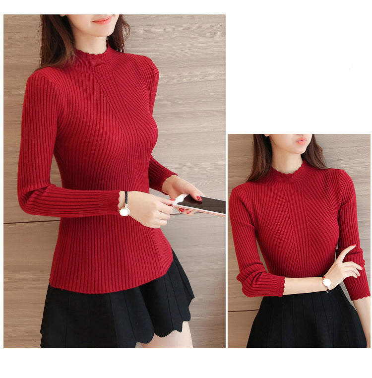 Aproveite a temporada de outono com estilo! A blusa feminina Eveisi apresenta um sofisticado mock neck e delicados babados, perfeita para compor looks casuais e elegantes.