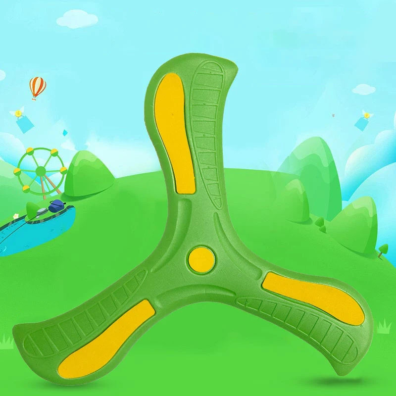 Brinquedo boomerang de três folhas, macio e interativo, para crianças e adultos