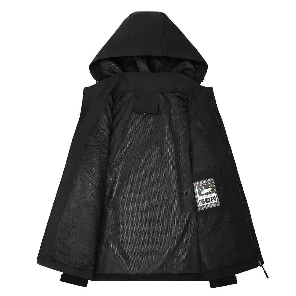 Jaqueta de chuva impermeável masculina leve exterior com capuz capa de chuva ao