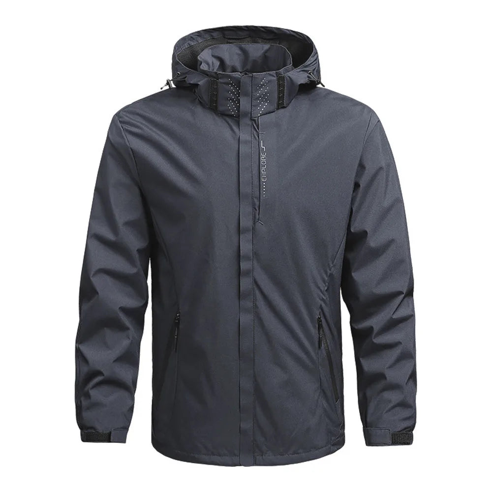 Jaqueta de chuva impermeável masculina leve exterior com capuz capa de chuva ao