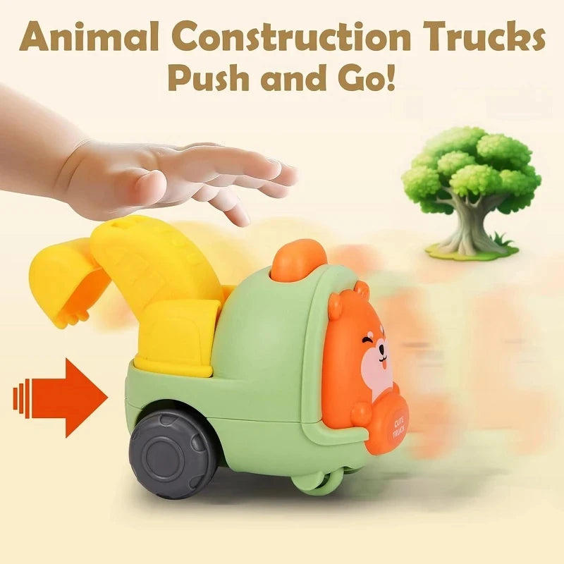 Carro de animais do bebê brinquedos da criança imprensa e ir carros puxar para trás carro iluminar brinquedos carros de corda para crianças 1 2 anos de idade menino presentes de aniversário