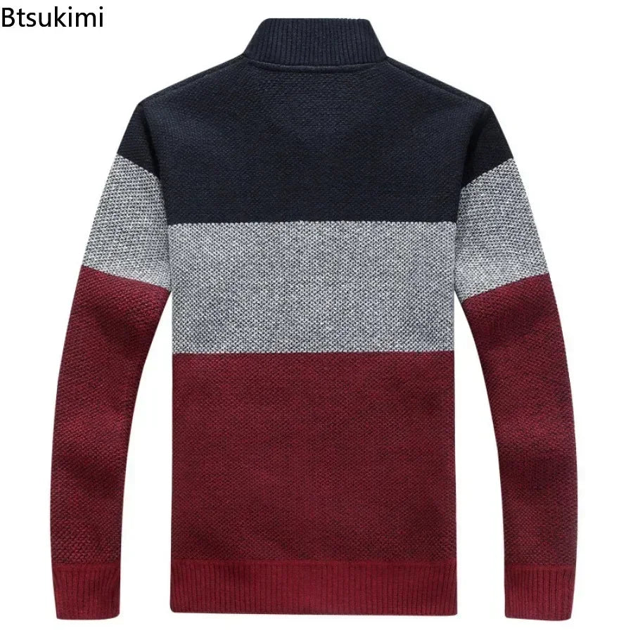 Jaquetas de malha masculinas para outono e inverno, grossas, macias e quentes, com mangas longas e gola. Perfeitas para um estilo casual e moderno.