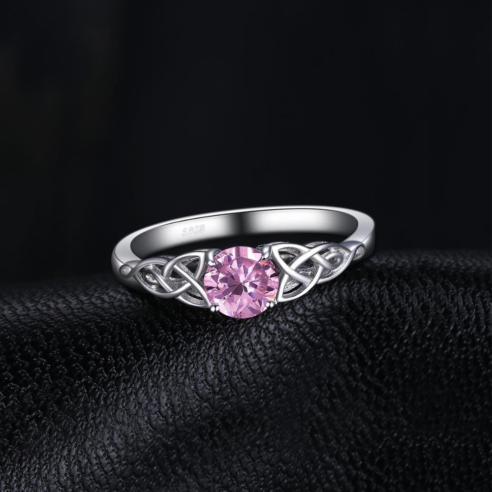 JewelryPalace | Anel Nó Celta com Safira Rosa Criada, em Prata Esterlina 925 — Anel de Promessa, Noivado, Jóias Finas e Presente para Mulheres.