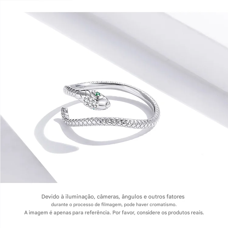 Bamoer | Anel Ajustável em Prata Esterlina 925, Banhado a Platina, com Zircão Verde e Textura Retrô de Cobra – Disponível em 4 Cores.