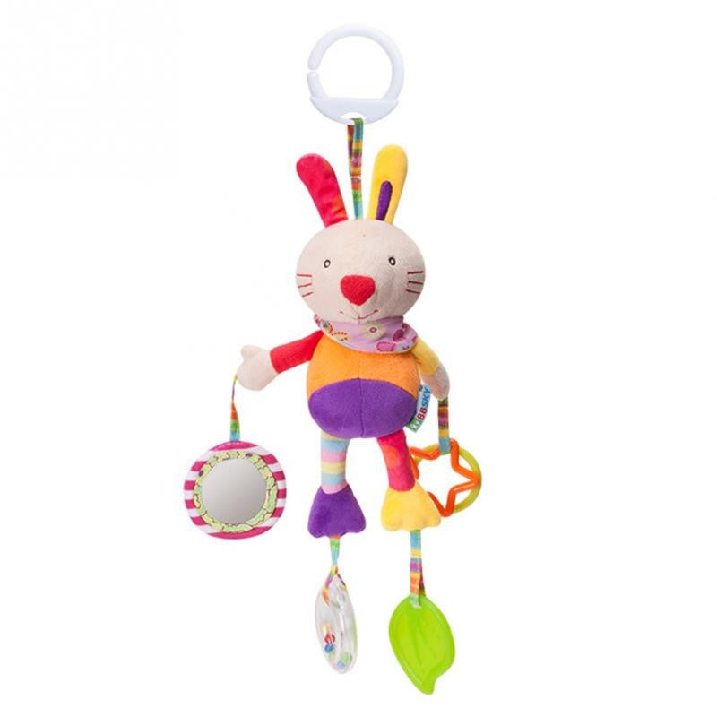 Brinquedo de pelúcia pendurado para carrinho , chocalho educativo com animais fofos, ideal para bebês de 0 a 12 meses