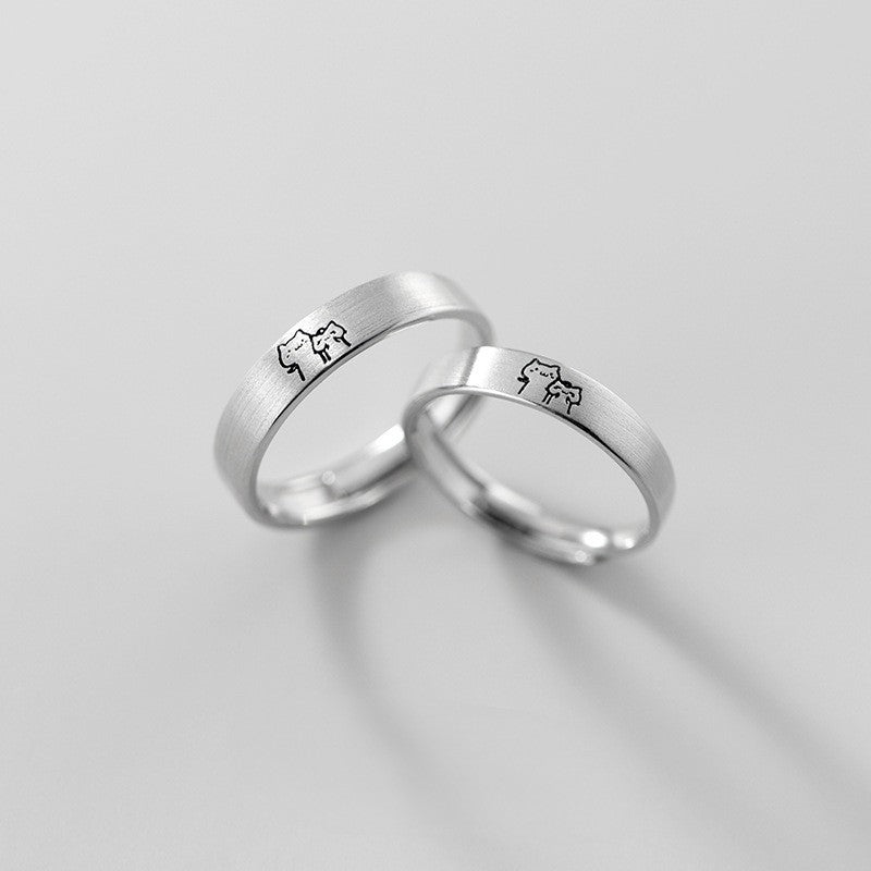 Novo anel ajustável de casal, cor prata, sol e lua — anel aberto para mulheres e homens, ideal para casamento, moda, joias e presentes.