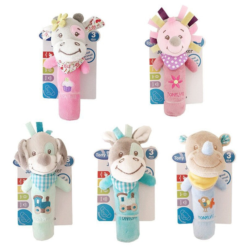 Bebê chocalho de pelúcia animal, móbile educativo e divertido para berço — ideal para recém-nascidos de 0 a 12 meses!