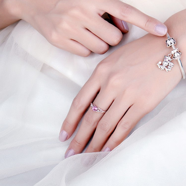 JewelryPalace | Anel Nó Celta com Safira Rosa Criada, em Prata Esterlina 925 — Anel de Promessa, Noivado, Jóias Finas e Presente para Mulheres.