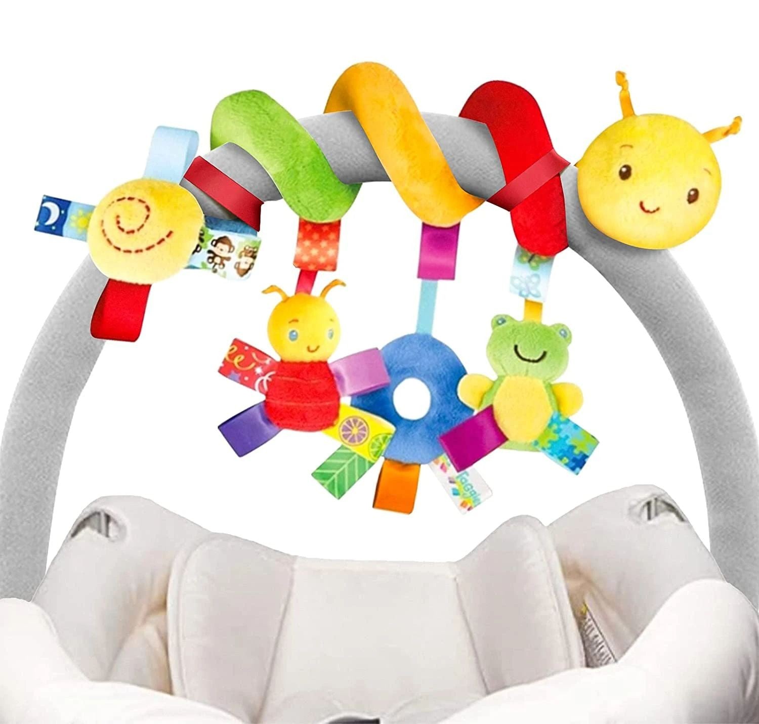 Brinquedo de pelúcia pendurado para bebê – para carrinho e assento de carro, com chocalho e squeaker, ideal para recém-nascidos e viagens.