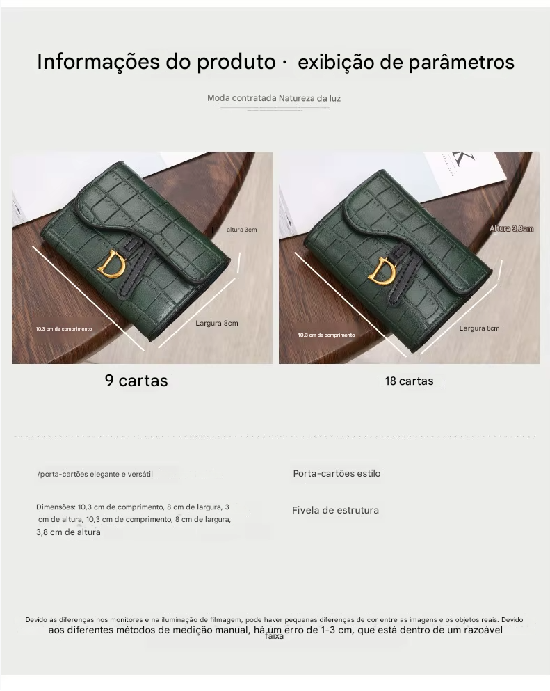 Nova Carteira Pequena Feminina 2023! Edição Coreana com Relevo de Crocodilo Design Exclusivo em Forma de D com Fivela Zero!